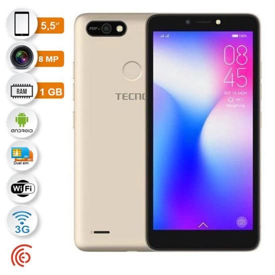 Smartphone Tecno Pop 2F (B1F) - 4G - Dual SIM - 5,5'' - 16GB/1GB - 8MP/5MP - 12 Mois garantie