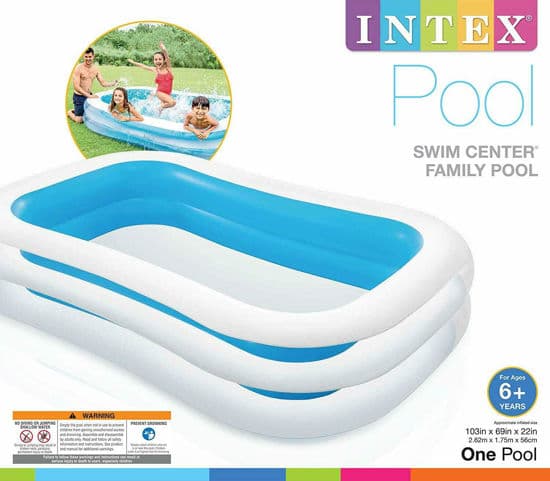 Piscine Gonflable Familiale Rectangulaire – 2.62 x 1.75 x 51 cm – Blanc Et Bleu