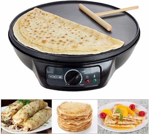 Crêpière Machine à Crêpes Grande plaque - Aluminium - Noir