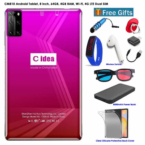 Tablette C idea 8 pouces, Dual Sim, 4 Go de RAM, 64 Go Rom, Wifi, 4G Lite