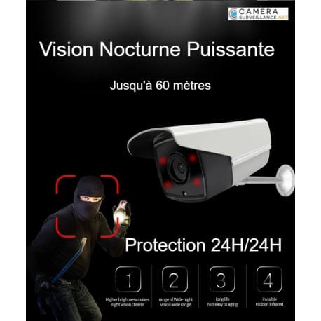 Camera Extérieure Infrarouge Vision Nocturne Longue Distance