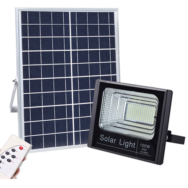 Lampe Solaire 100W Extérieur avec Telecommande, Projecteur LED Solaire 6500k, Spot Solaire 180 LEDS, Eclairage Solaire Plus Brillante