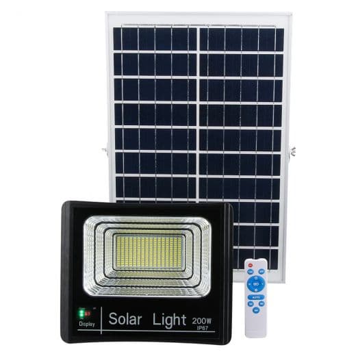Lampe Solaire 200W Extérieur avec Telecommande, Projecteur LED Solaire 6500k, Spot Solaire 360 LEDS, Eclairage Solaire Plus Brillante