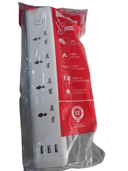 Rallonge Multiprise Filaire itel+ Interrupteur - 4 Prises - 3 Ports USB - Blanc