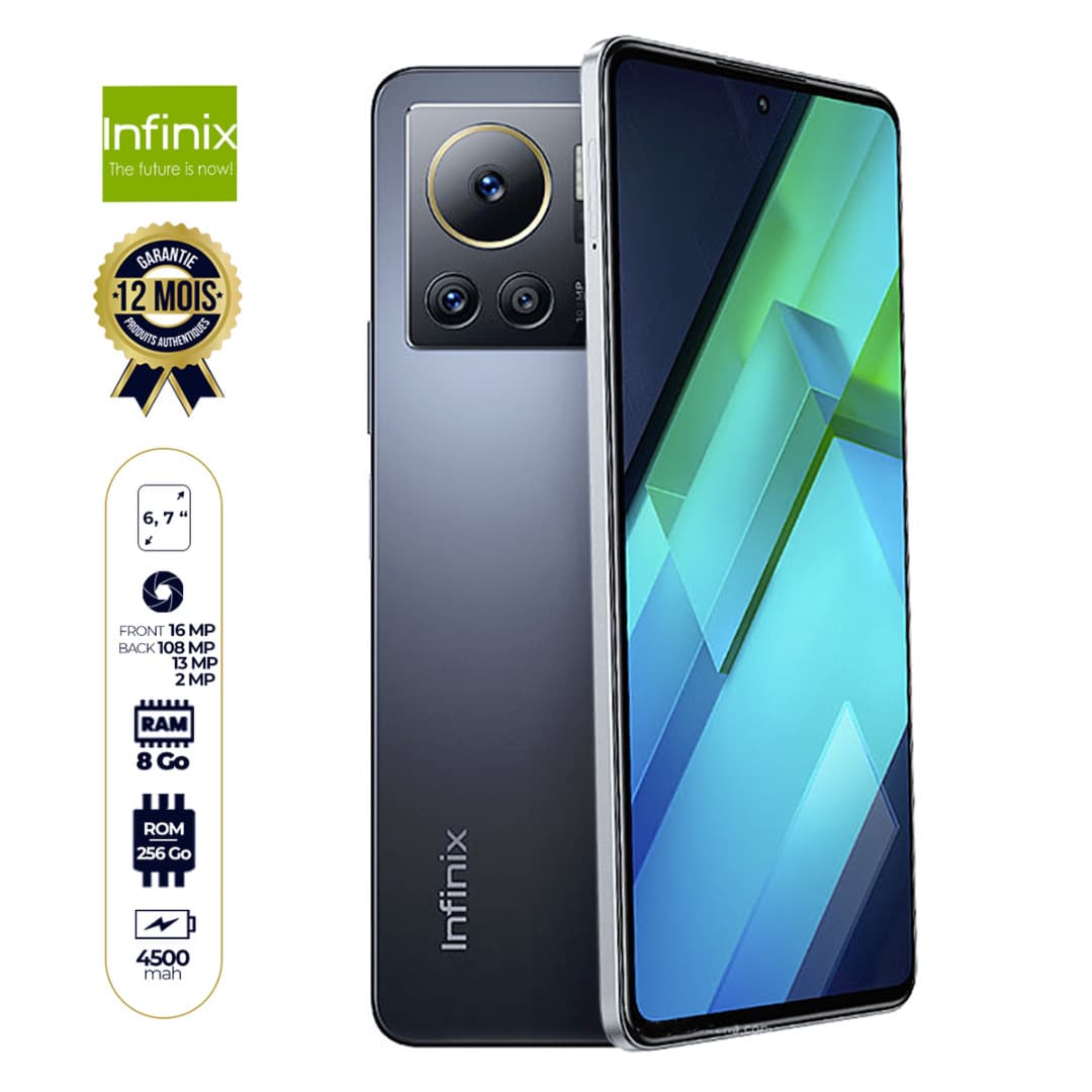 Infinix Note 12 VIP 256Go/8Go 108MP 6.7" Android™ 12 Super AMOLED 4500mAh 120W Hyper Charge Cayenne Grey Garantie 12 mois