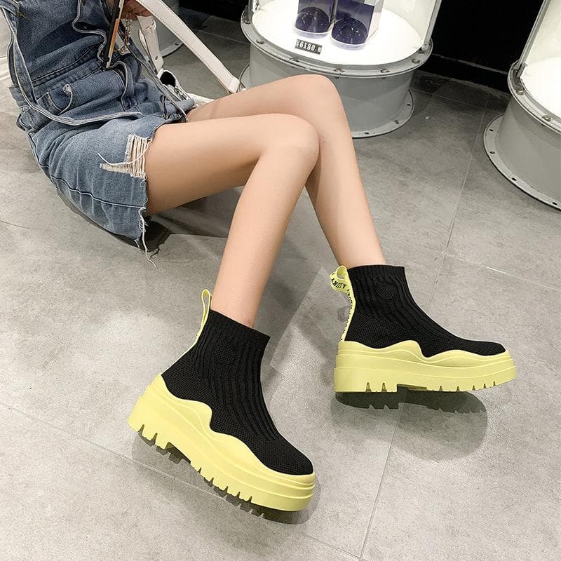 Chaussettes Chaussures Femmes 2023 Nouveau Élastique Haut Mid-tube Short Boots, CashBack, Zapatos de calcetines