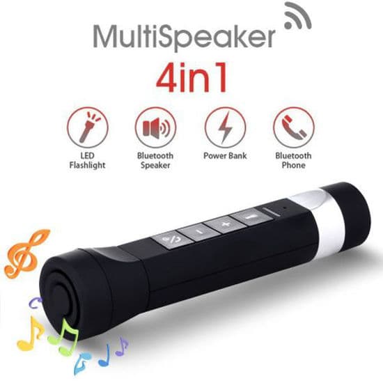 Torche power bank - Bluetooth Portable 4 en 1 - Noir