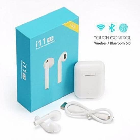 Double Oreillette Bluetooth TWS Tactile - I11-5.0 - Blanc