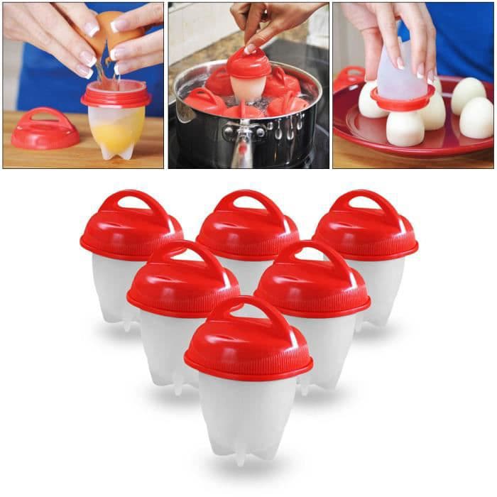 6pcs/lot Cuiseur Oeufs plastique Séparateur Blanc - Blanc/Rouge