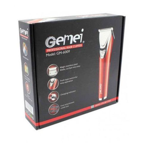 Tondeuse Rechargeable GM-6009 - 3W - Rouge